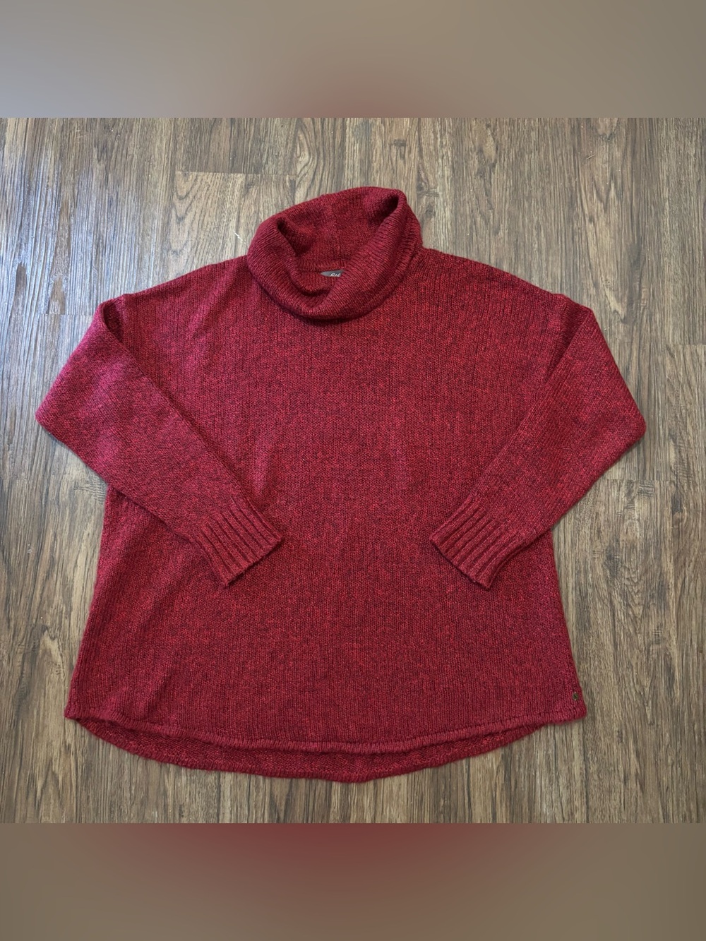 Eddie Bauer Sleepwear Red Marled Knit Cowl Neck Sweater Pullover XL